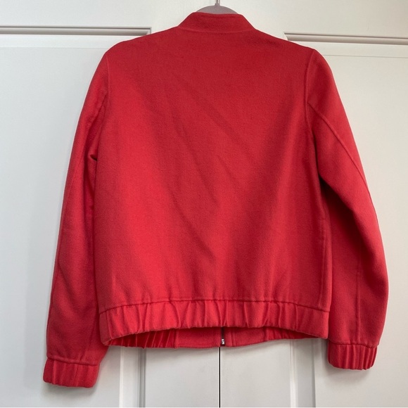 Massimo Dutti Wool Blend Coral Bomber Style Zip Front Pockets Lightweight Jacket - Picture 6 of 12